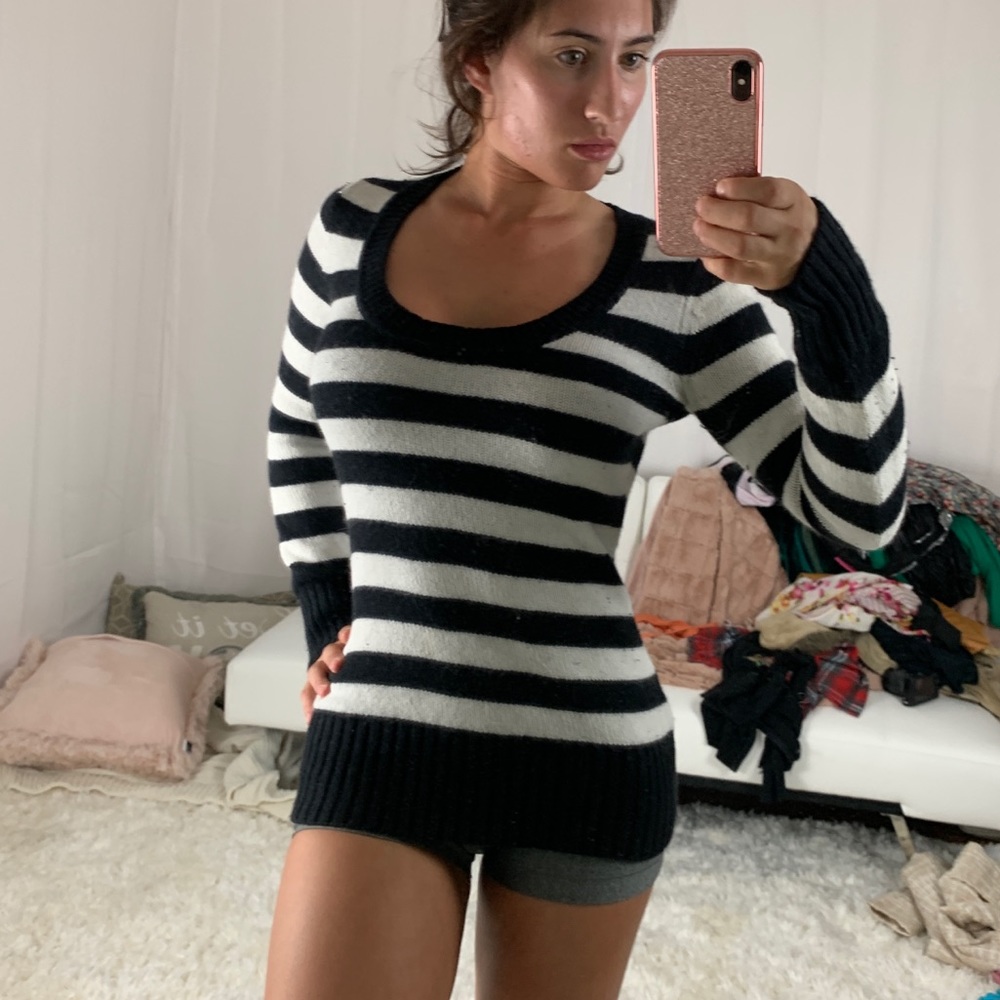 COPY - Black and white striped sweater medium